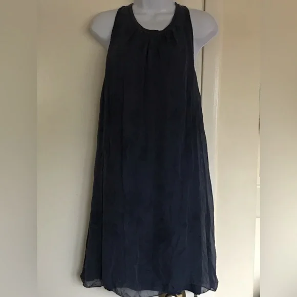 h trend silk dress H Trend ,ITALY 100% silk shell Size M , women navy sleeveless